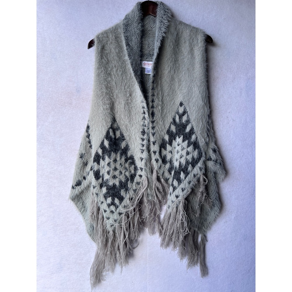 Western Indie Knit Fringe Southwestern Vest Cowgirl Rodeo 90s Grunge